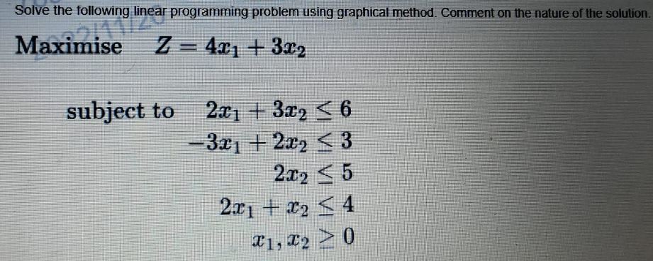 Solve the following linear programming problem