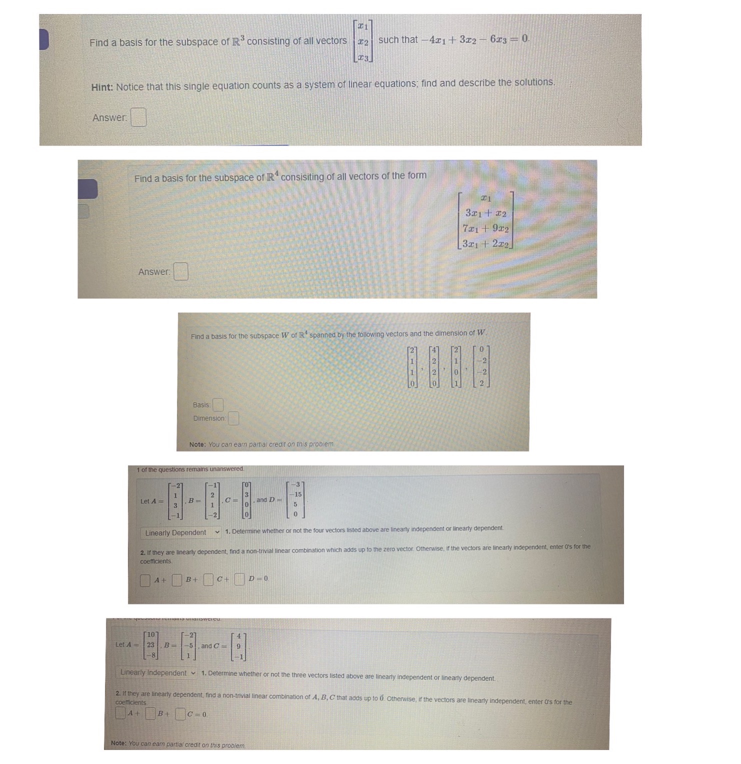 Please need an answer asap Find a basis for the