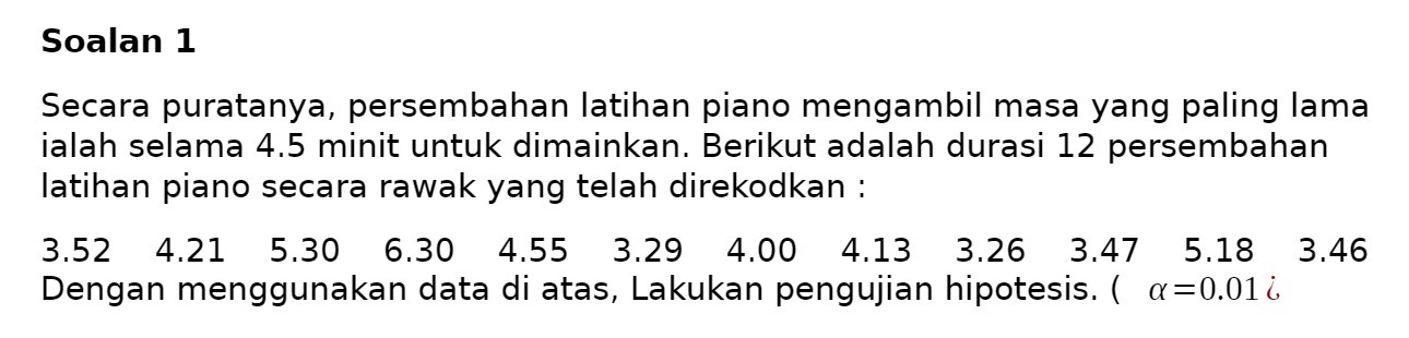 Soalan 1 Secara puratanya, persembahan latihan
