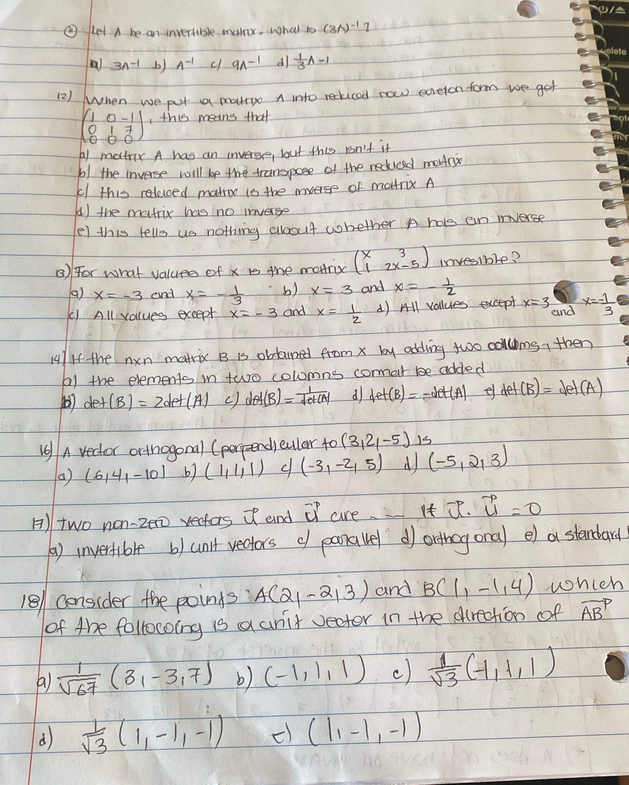 " Let A be an invertible matrix. what to (8 /J-17