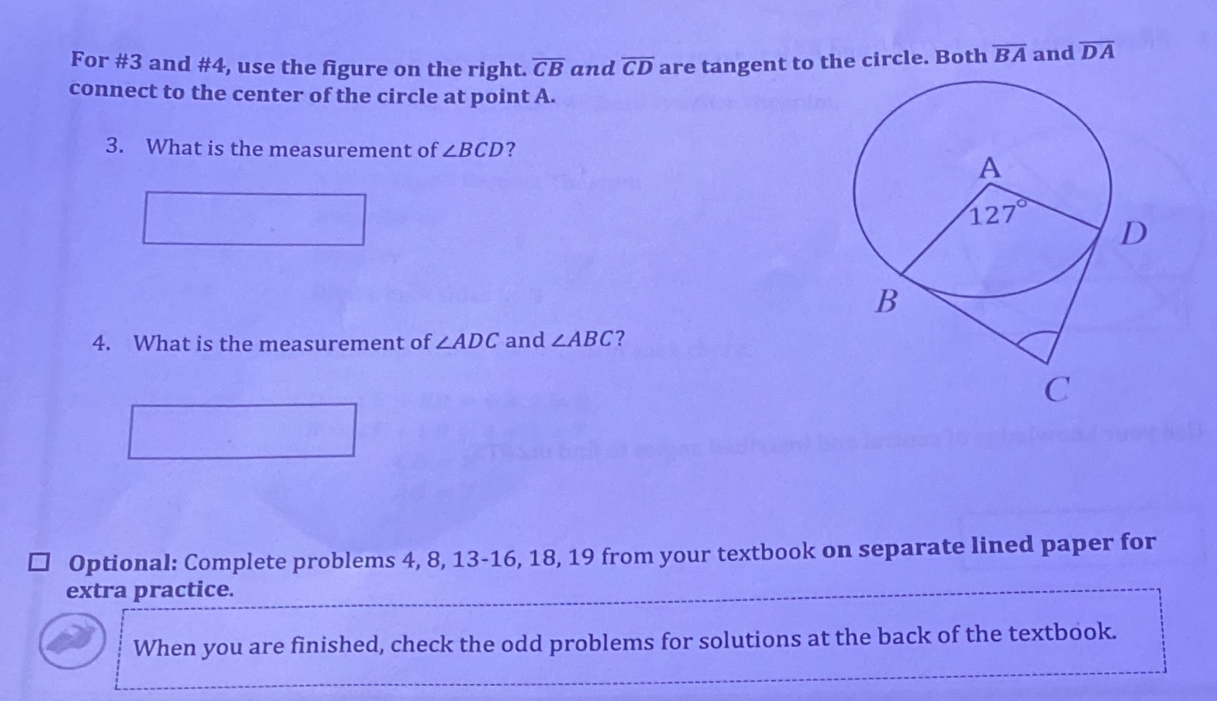 For #3 and #4, use the figure on the right. CB