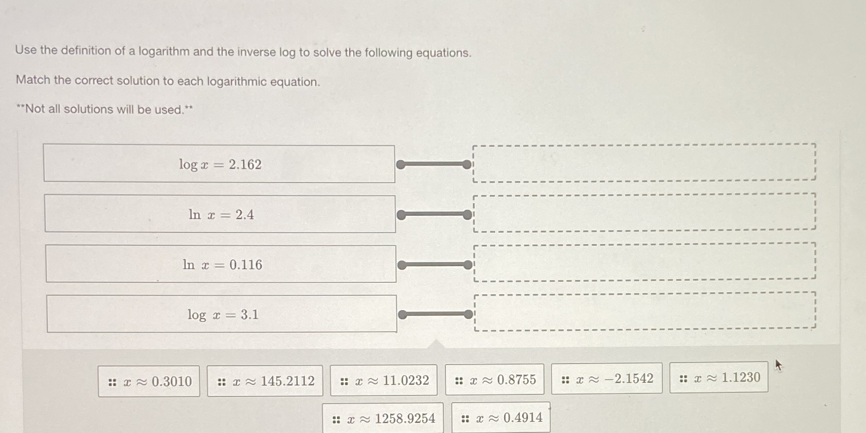 Use the definition of a logarithm and the inverse