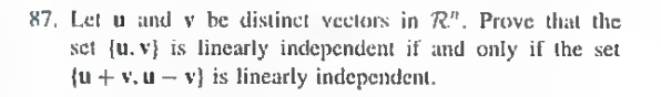 87. Let u and y be distinct vectors in R.". Prove