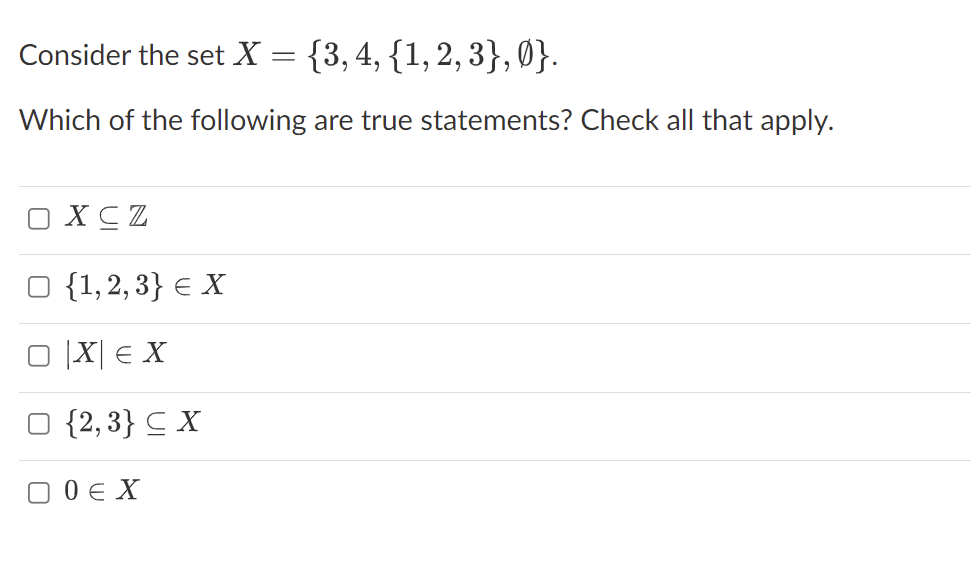 (3) (1) Consider the set X = {3, 4, {1, 2, 3},