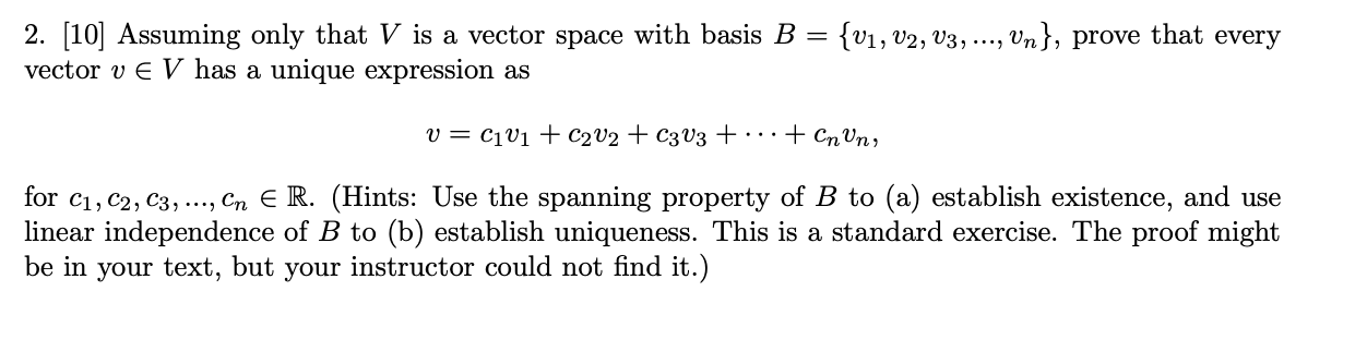 1. [5] Suppose V is a vector space with dim(V) =