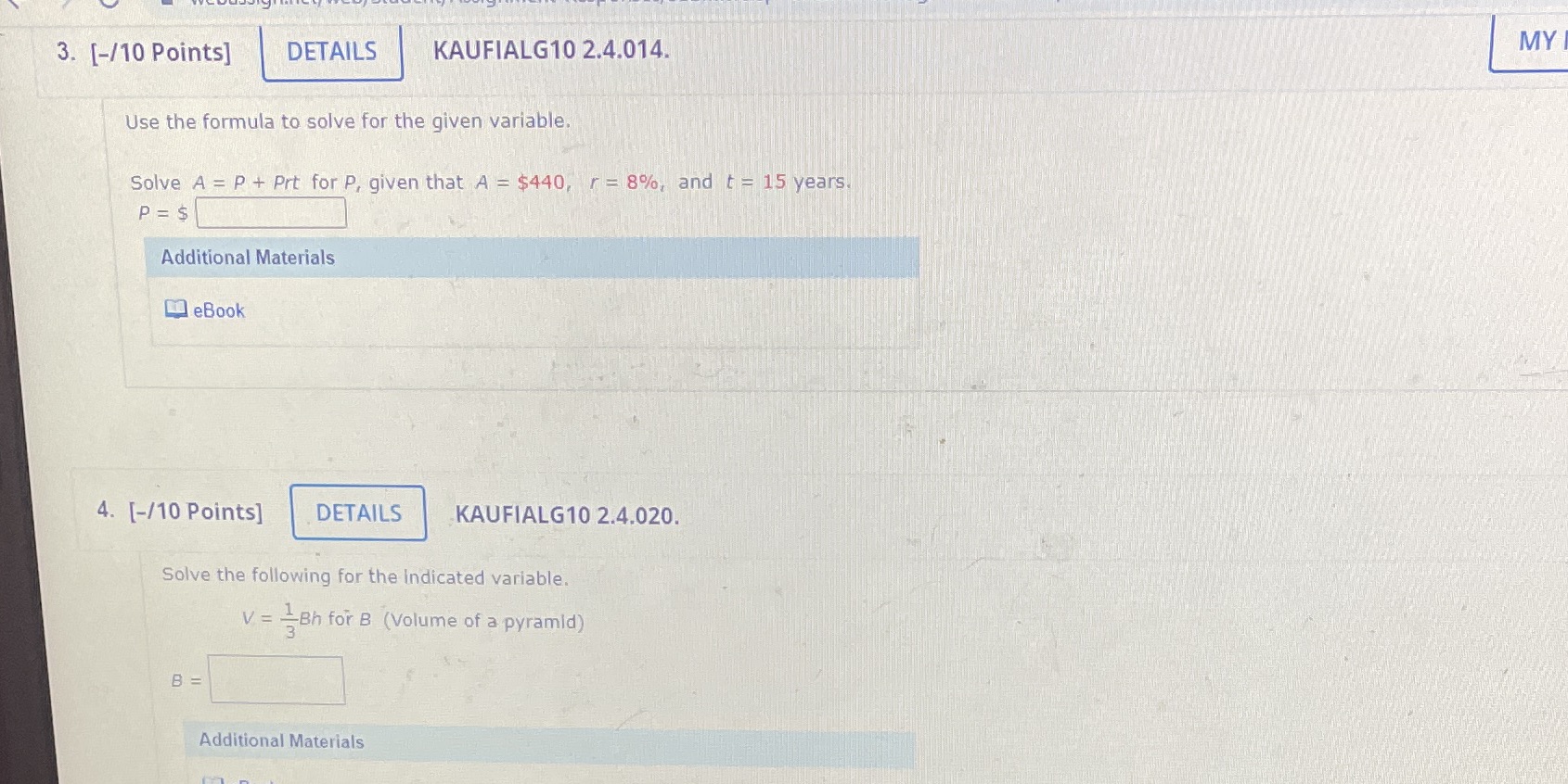 Please answer 3 and 4 MY 3. [-/10 Points] DETAILS