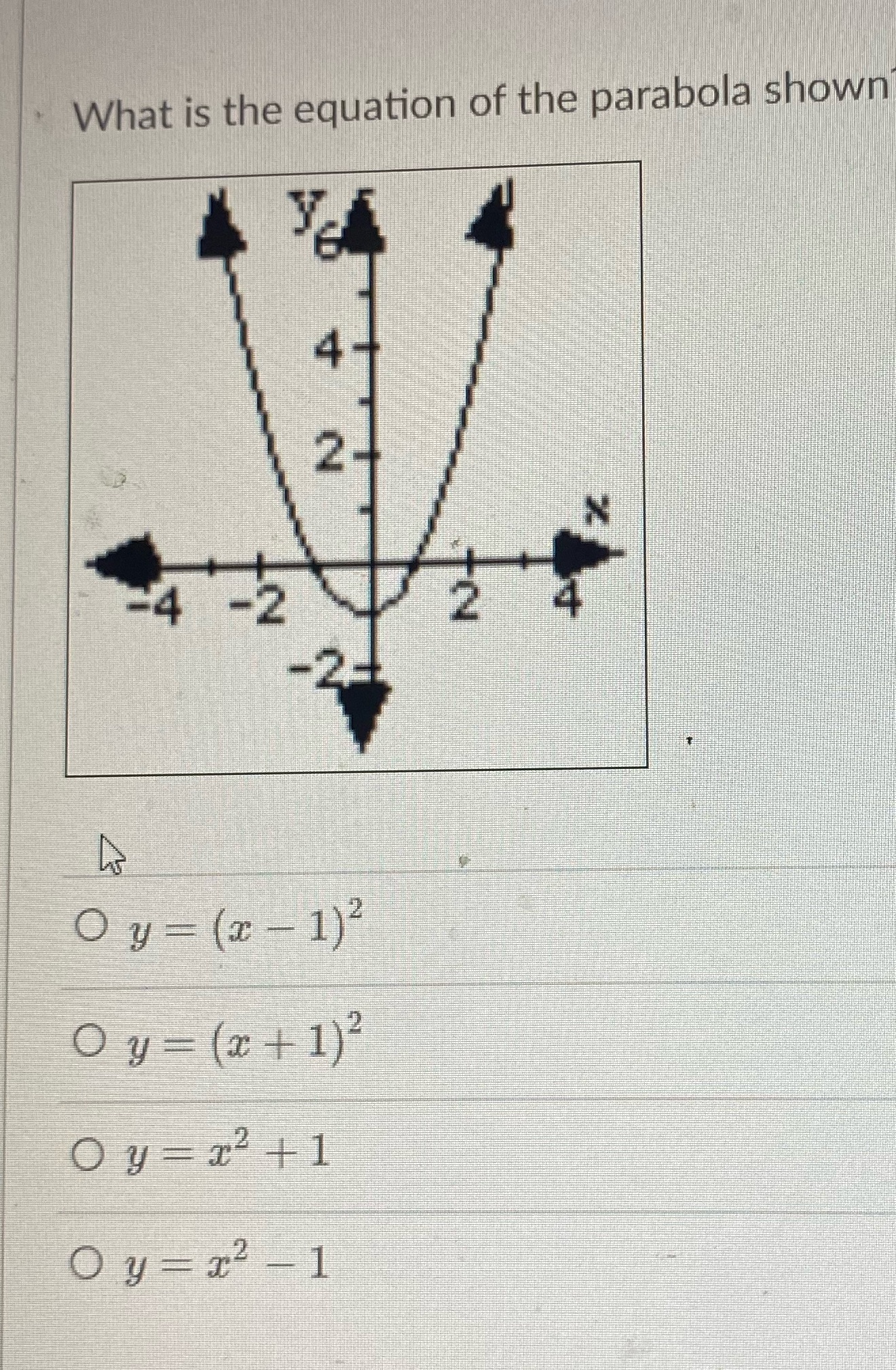 What is the equation of the parabola shown 2 4 -2