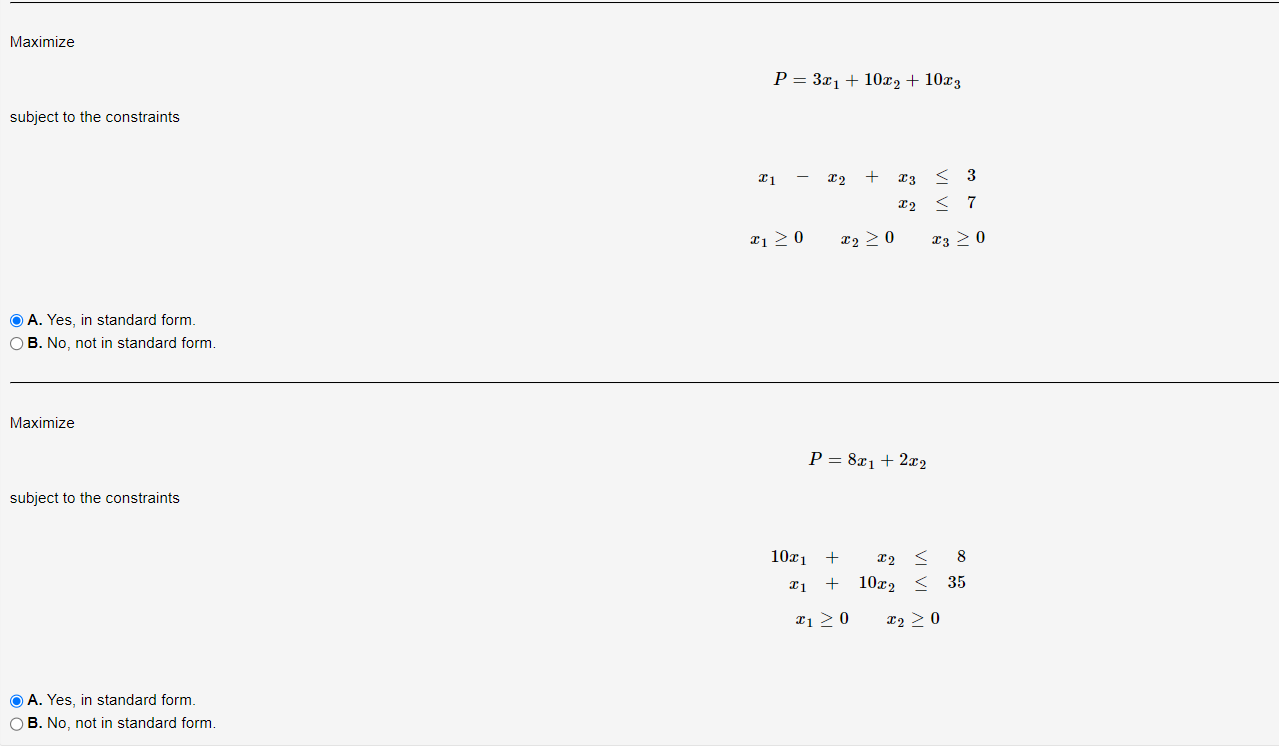 (1 point) For each system, determine if it is in