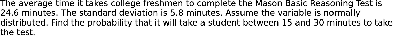 The average time it takes college freshmen to