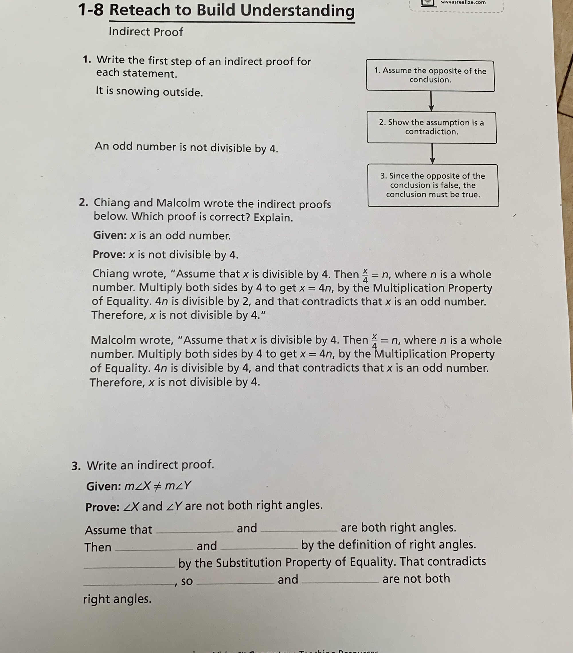 1-8 retract to build understanding 1-8 Reteach to