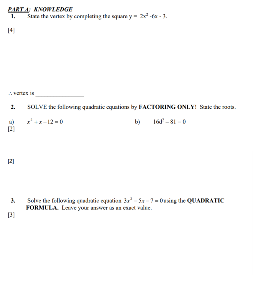 mu KNOWLEDGE 1. State the \"31:! by completing
