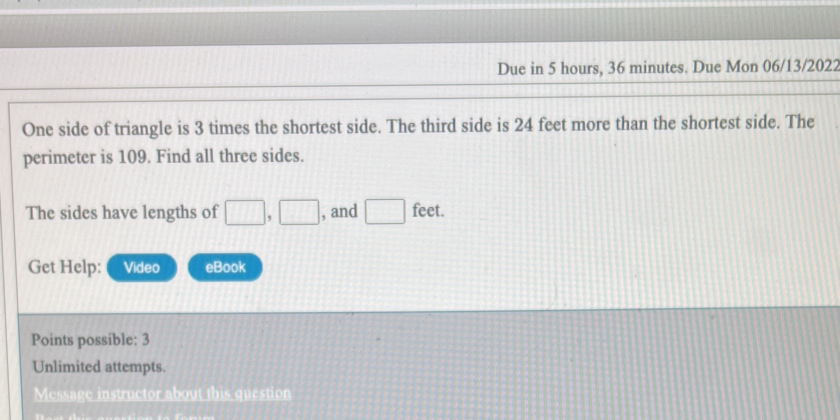 Due in 5 hours, 36 minutes. Due Mon 06/13/2022