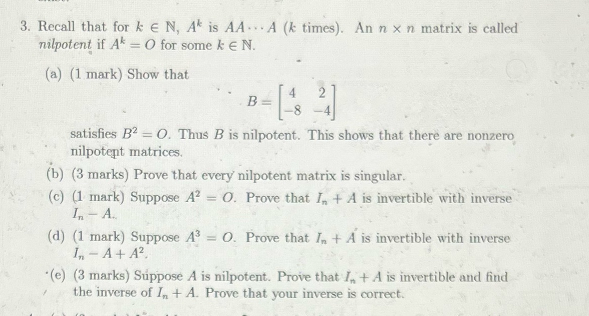 3. Recall that for k E N, A is AA . . . A (k