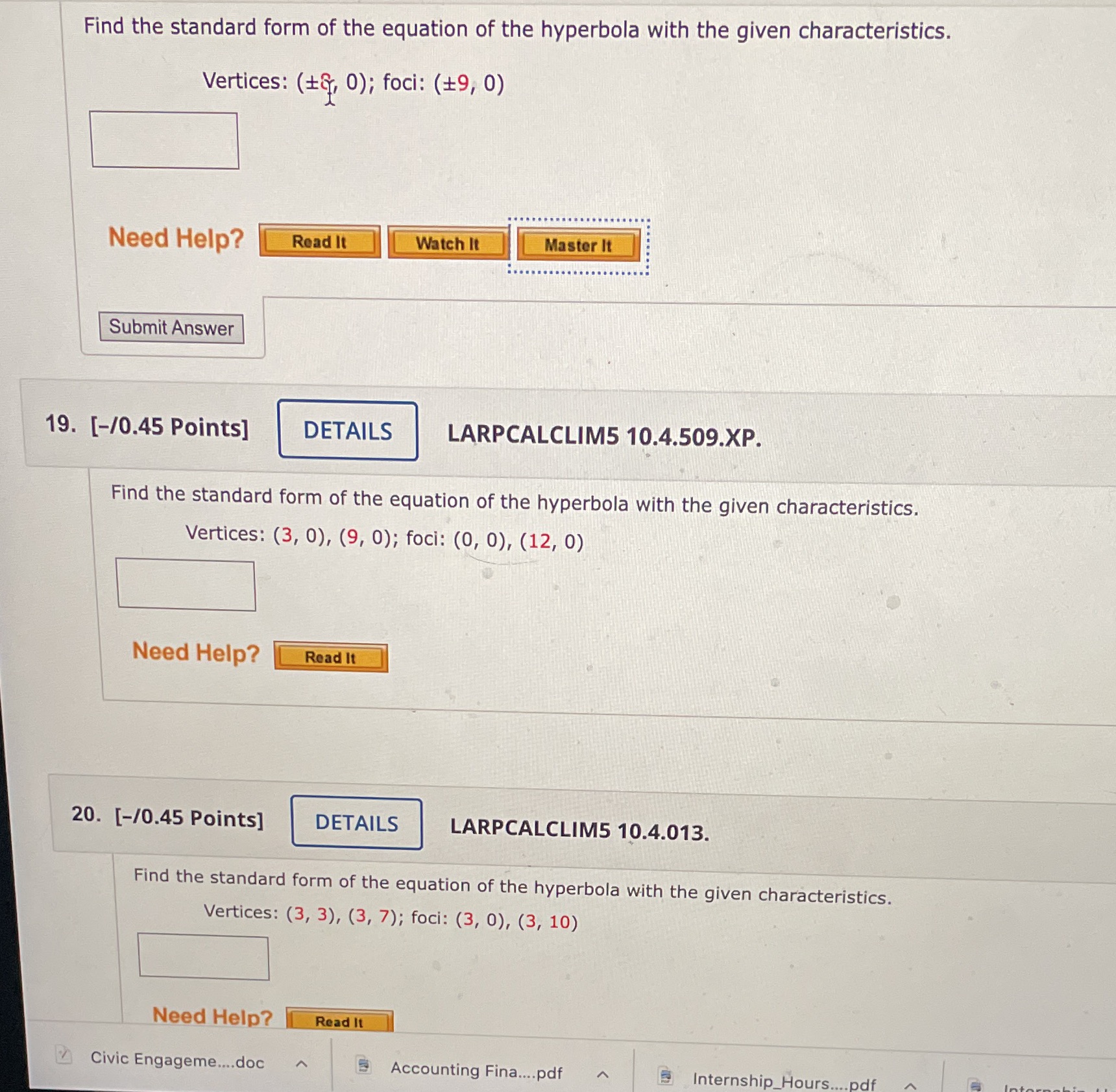 I need help Find the standard form of the