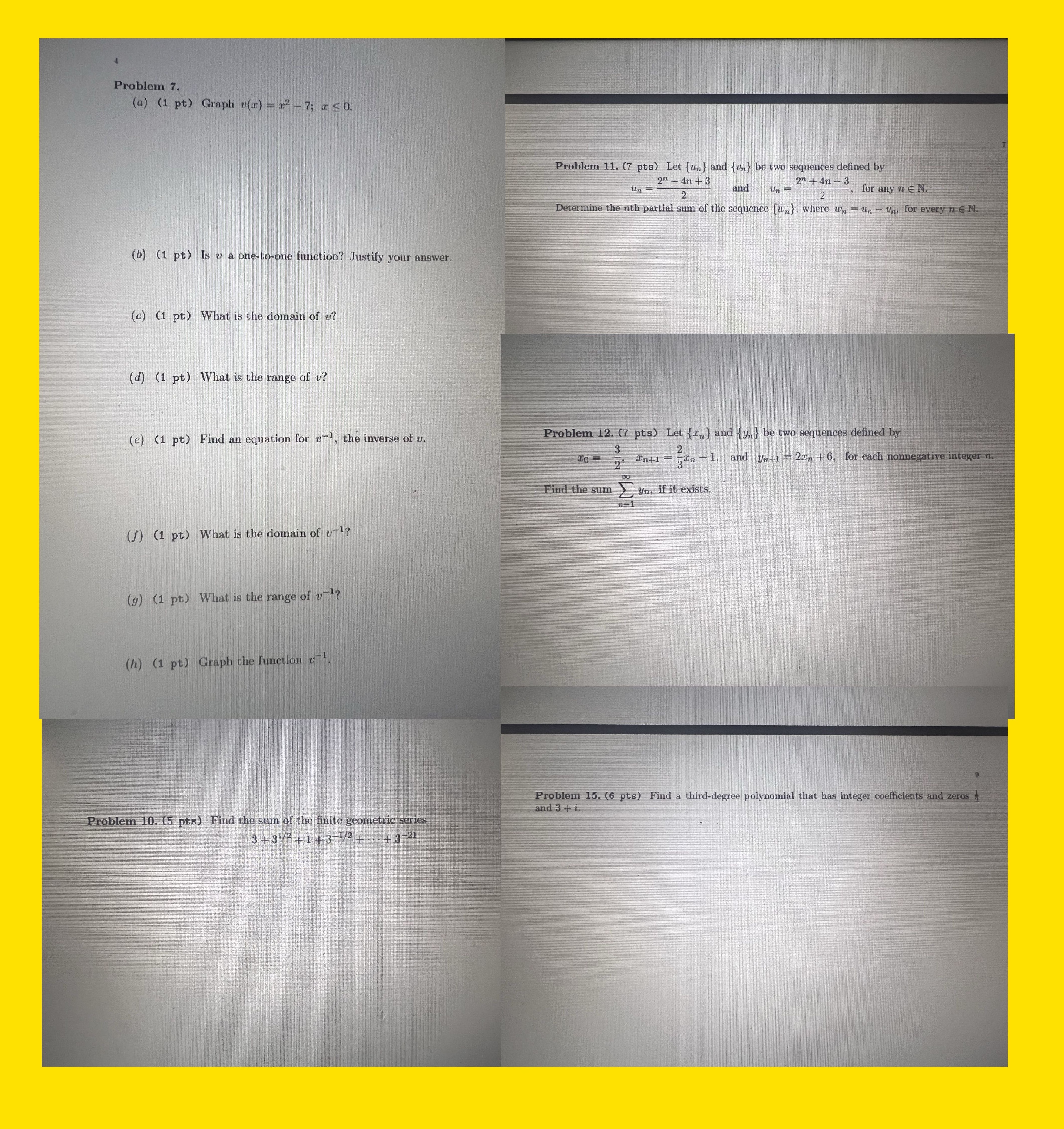 I need help with #'s 7, 10, 11, 12, 15. Thank