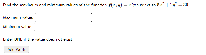Find the maximum and minimum values of the