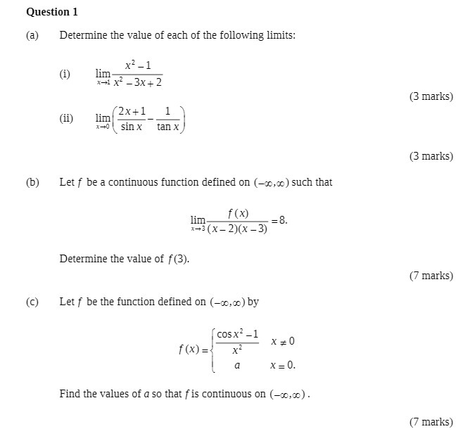 Question 1 (a) Determine the value of each of the