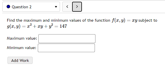 Find the maximum and minimum values of the