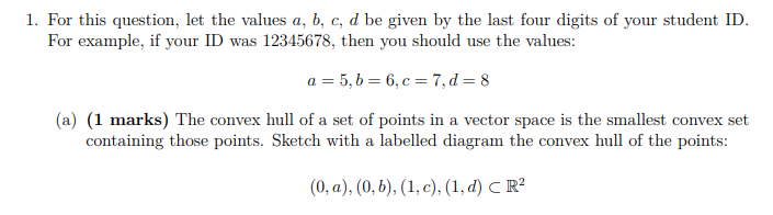 1. For this question, let the values e1 b, e, d