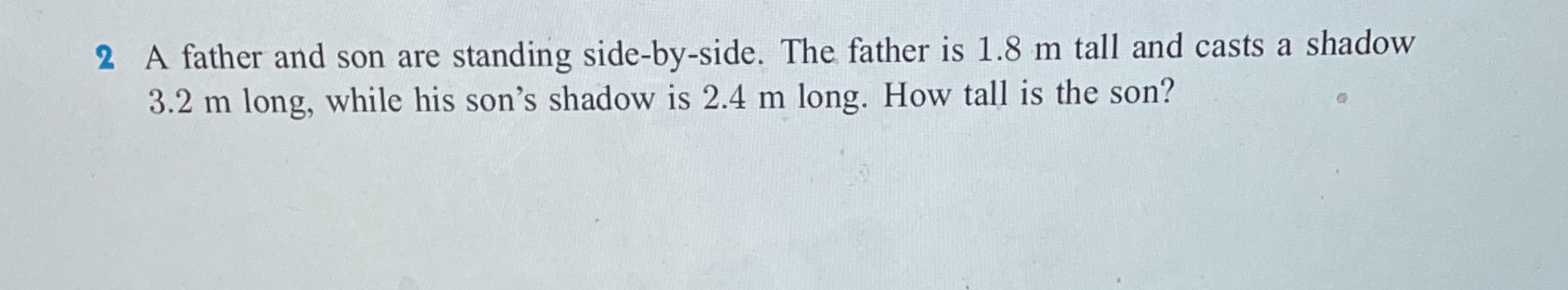 2 A father and son are standing side-by-side. The