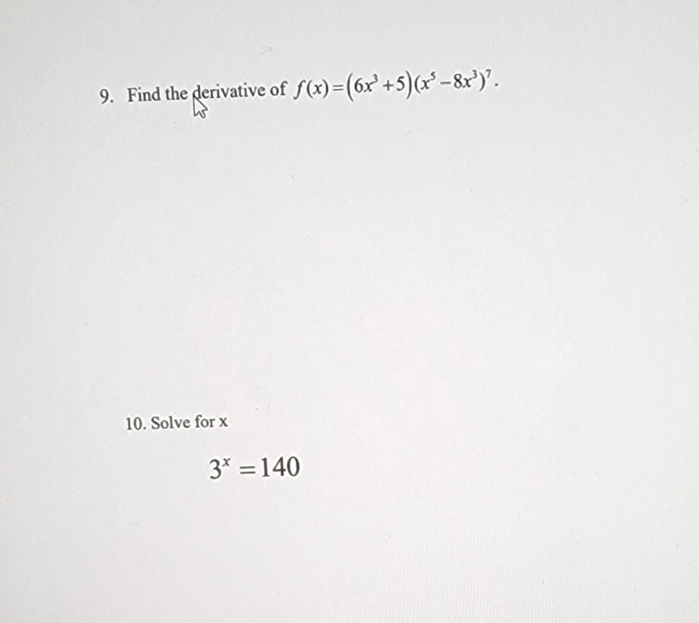 5. Find the equation of the line that is tangent