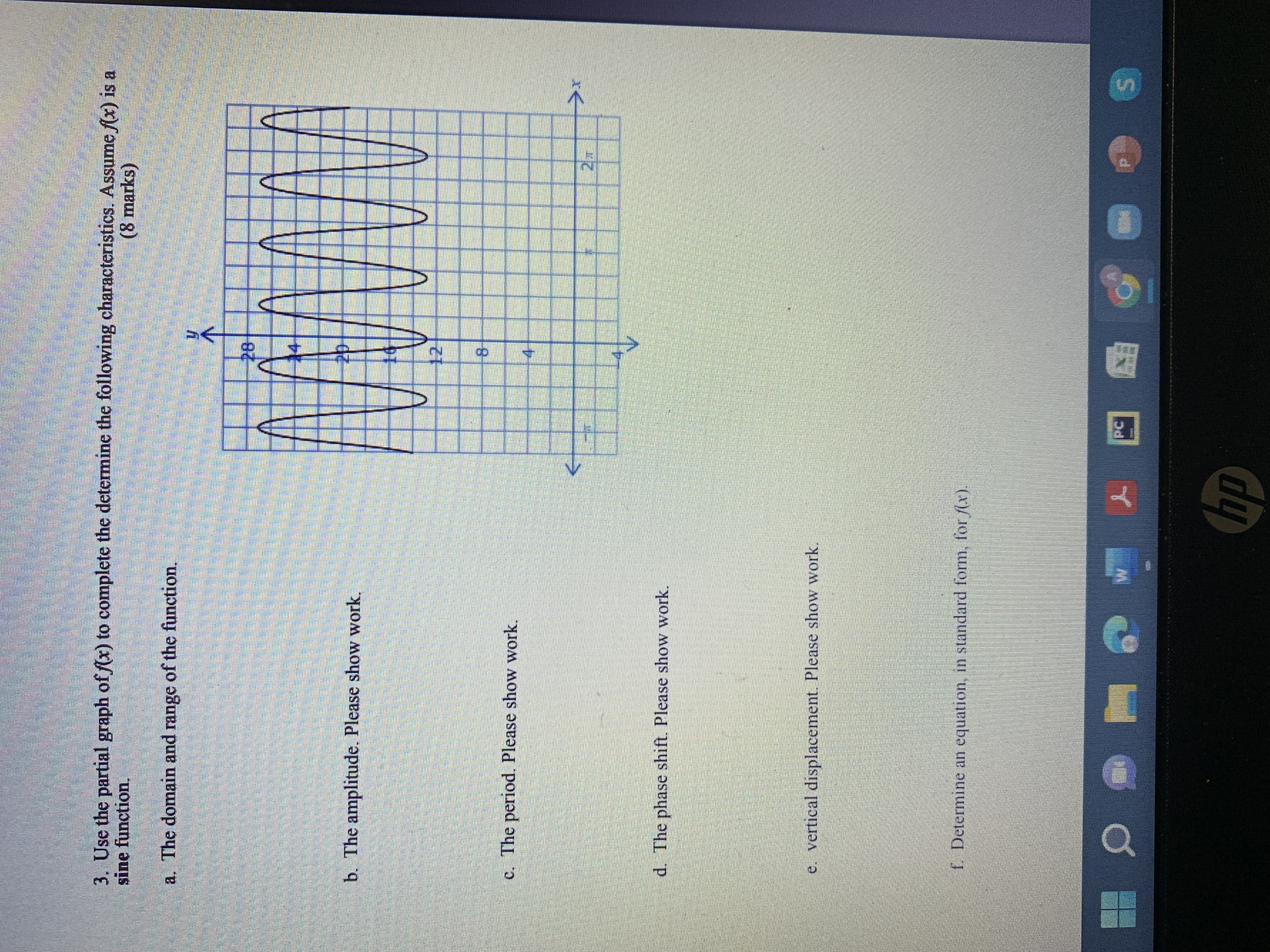 Use the function y =2 cos x to answer the