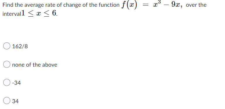 Find the average rate of change of the function