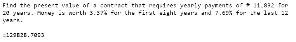 Find the present value of a contract that