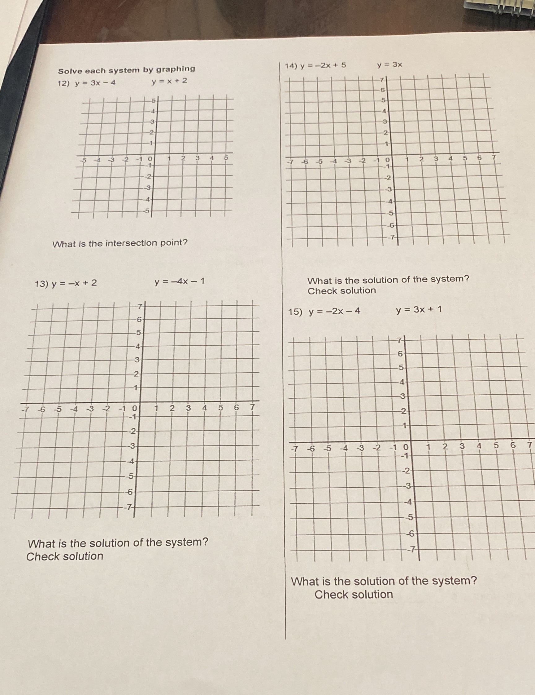Solve each system by graphing What is the