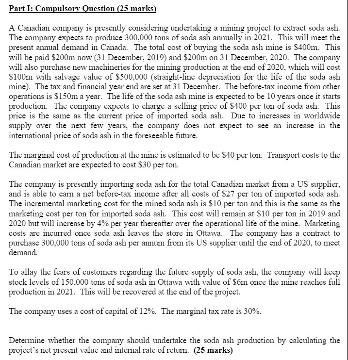 Part I: Com ulso ' estion 25 marks A