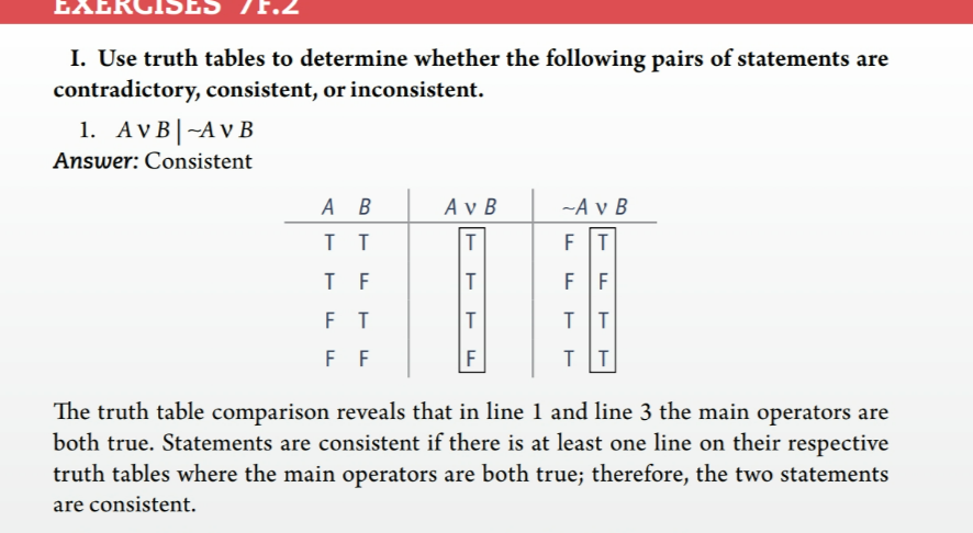 I. Use truth tables to determine whether the