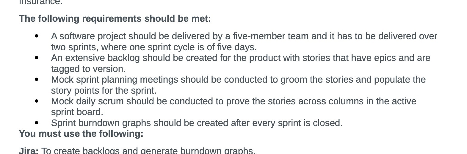 insurance. The following requirements should be