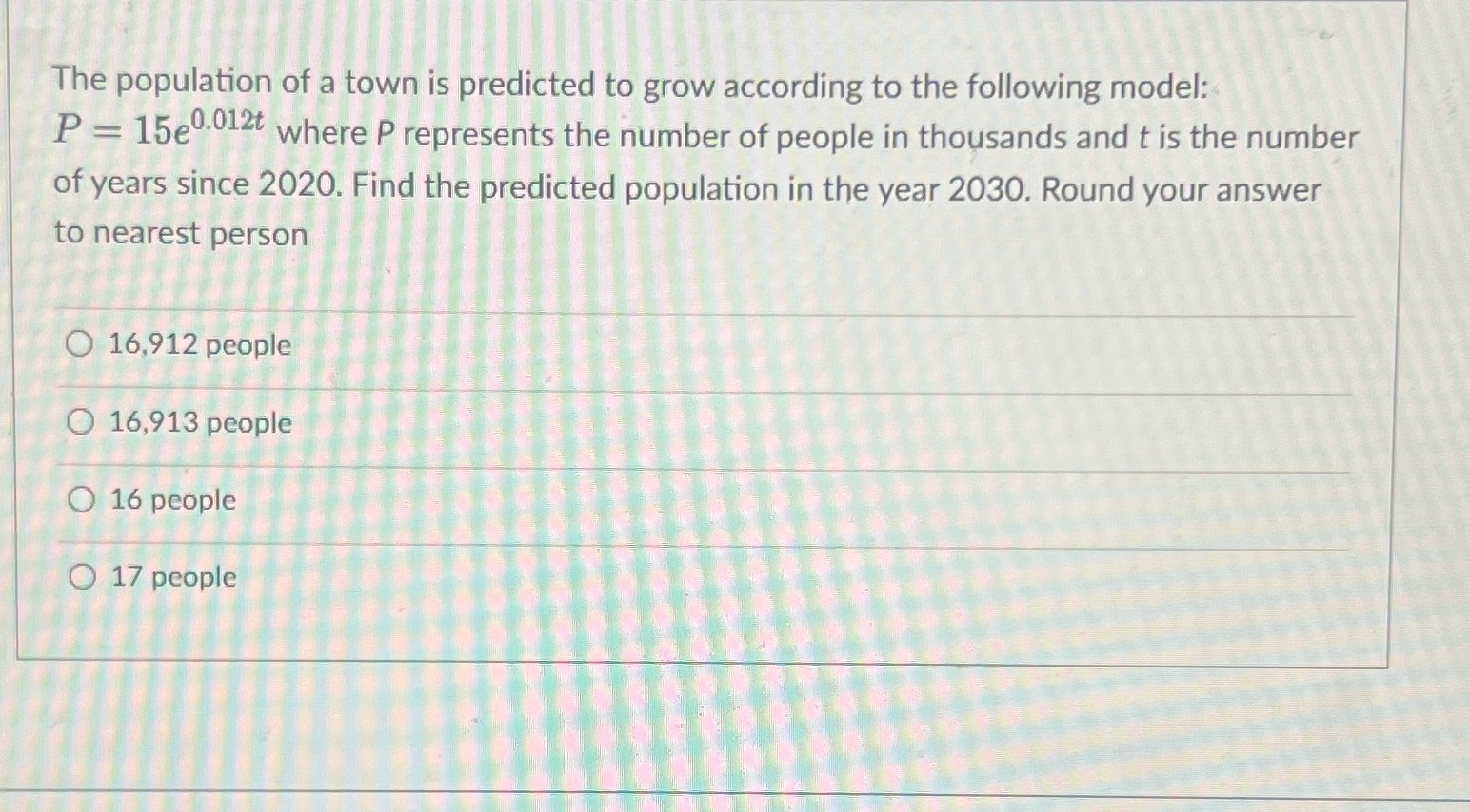 The population of a town is predicted to grow