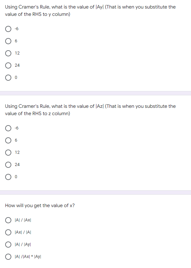 ADVANCED MATHEMATICS FOR IE Using Cramer's