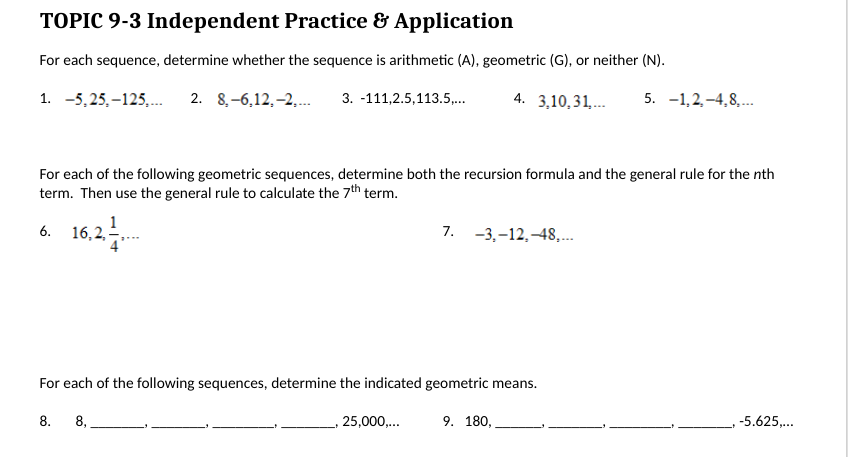 TOPIC 9-3 Independent Practice 8' Application For