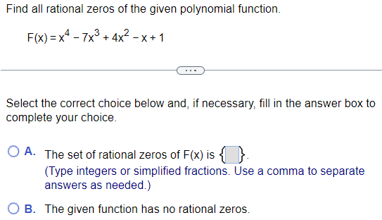 Find all rational zeros of the given polynomial