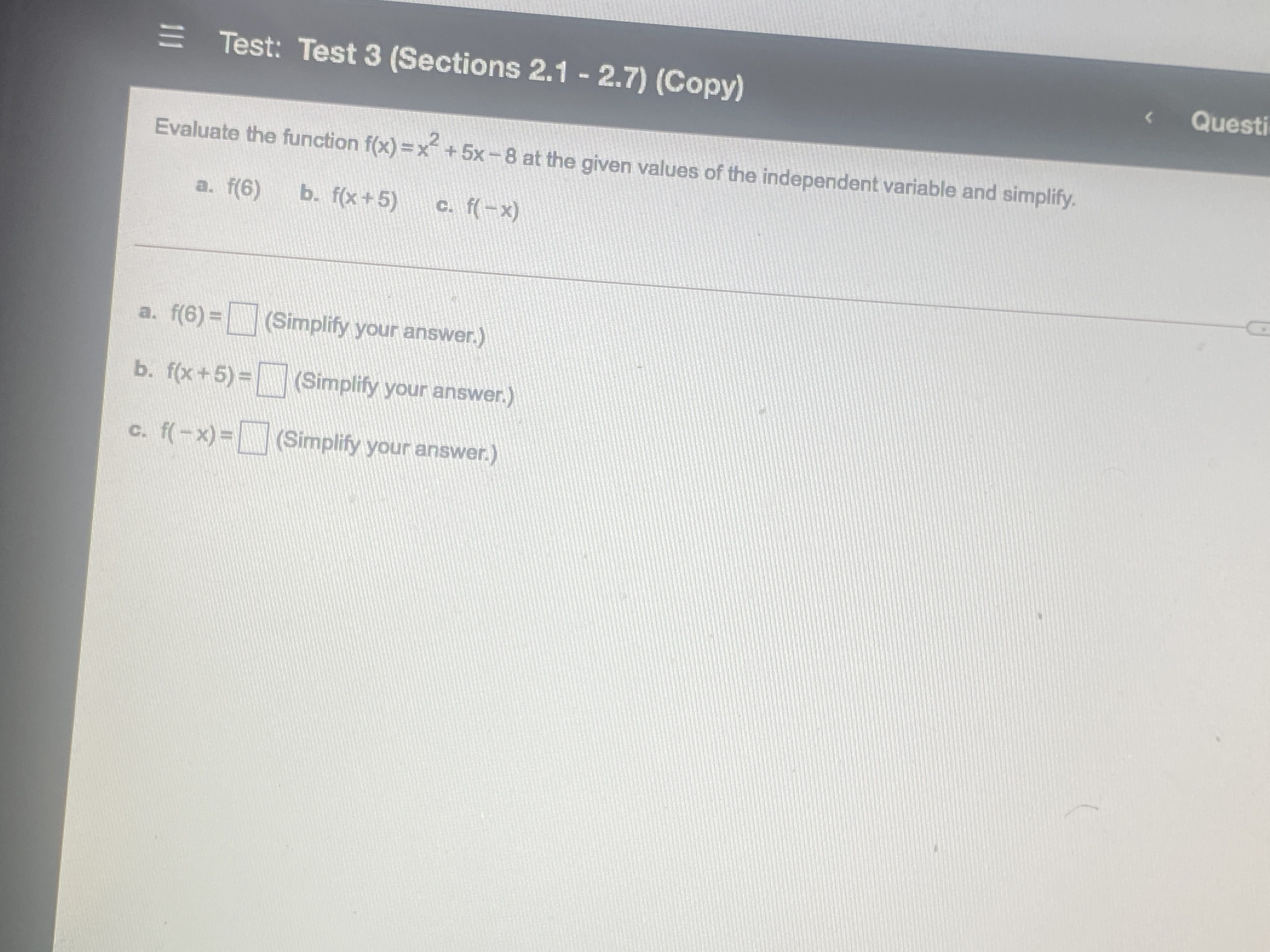E Test: Test 3 (Sections 2.1 - 2.7) (Copy) <