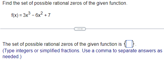 Find the set of possible rational zeros of the