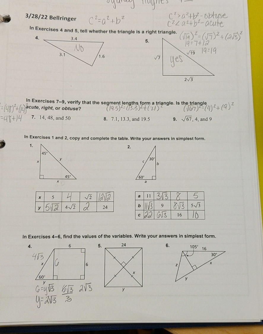 please help with 7-9 and 5, 6 on bottom 3/28/22