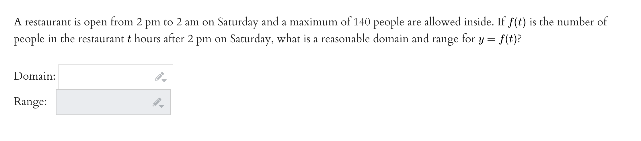 Domain & Range and Function Features c) g(x) = on