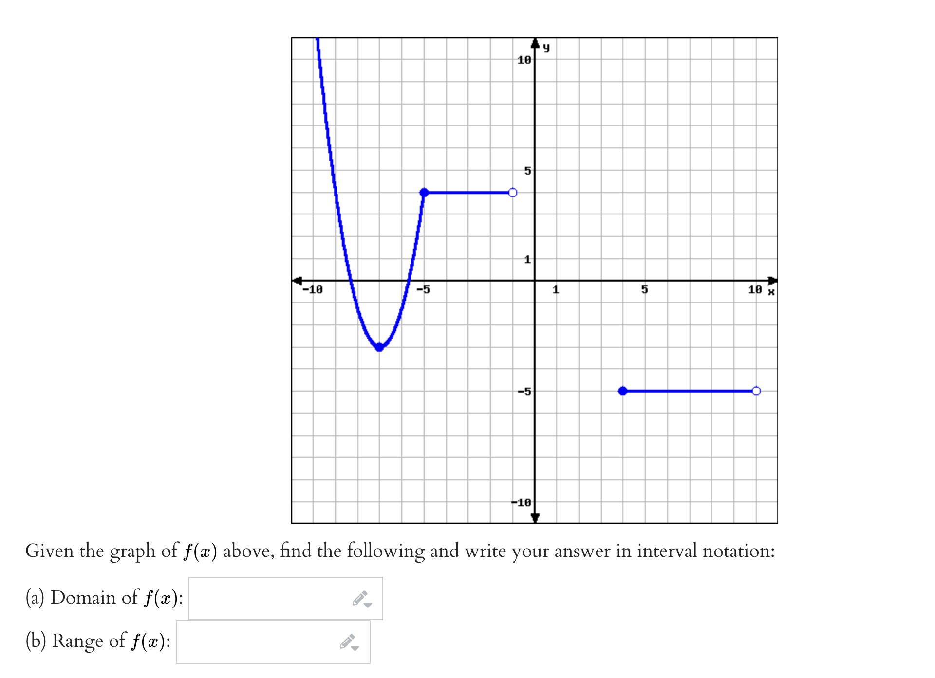 Domain & Range and Function Features c) g(x) = on