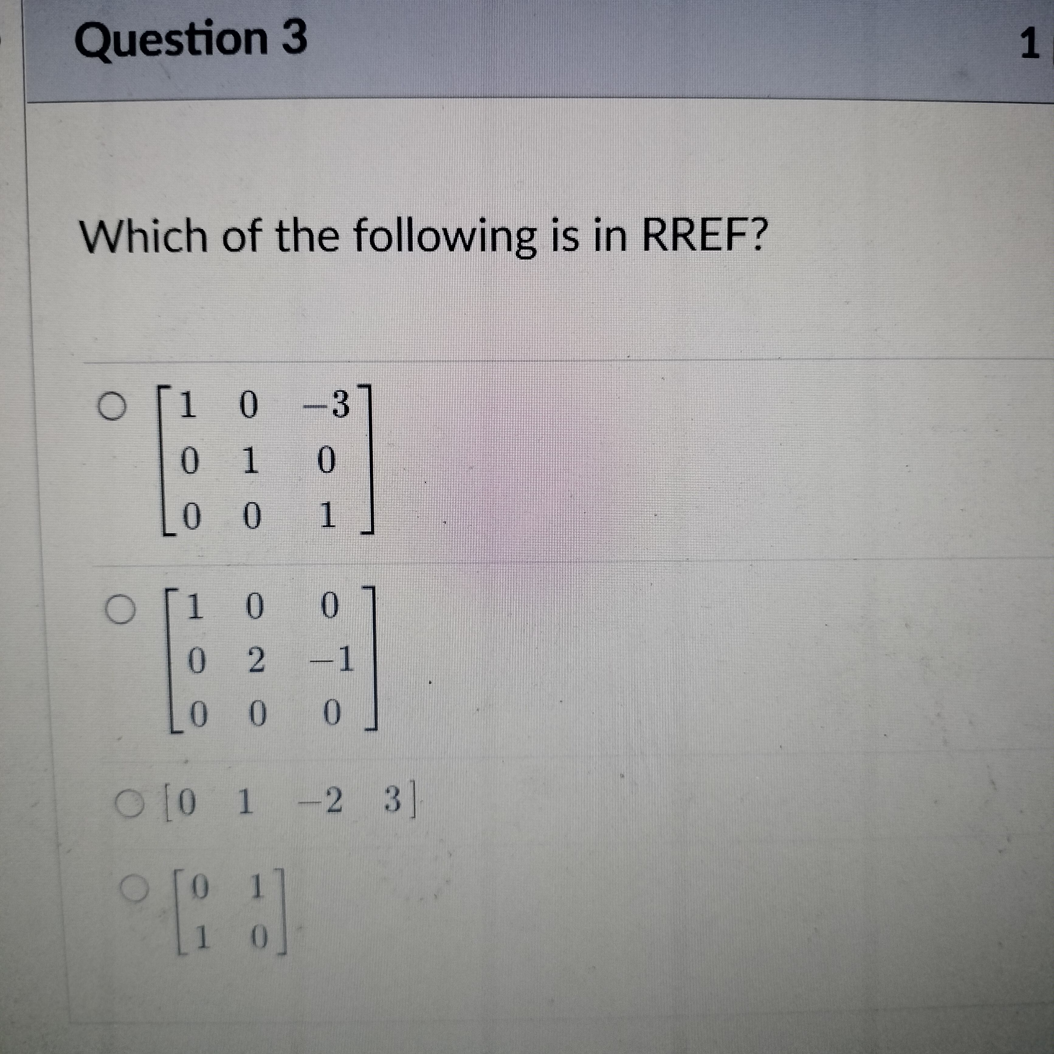 Question 1 Which of the following equations is