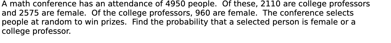 A math conference has an attendance of 4950