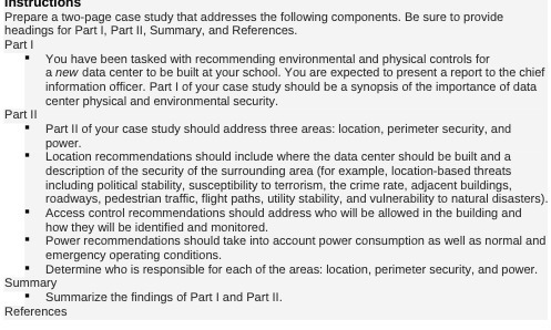 instructions Prepare a two-page case study that
