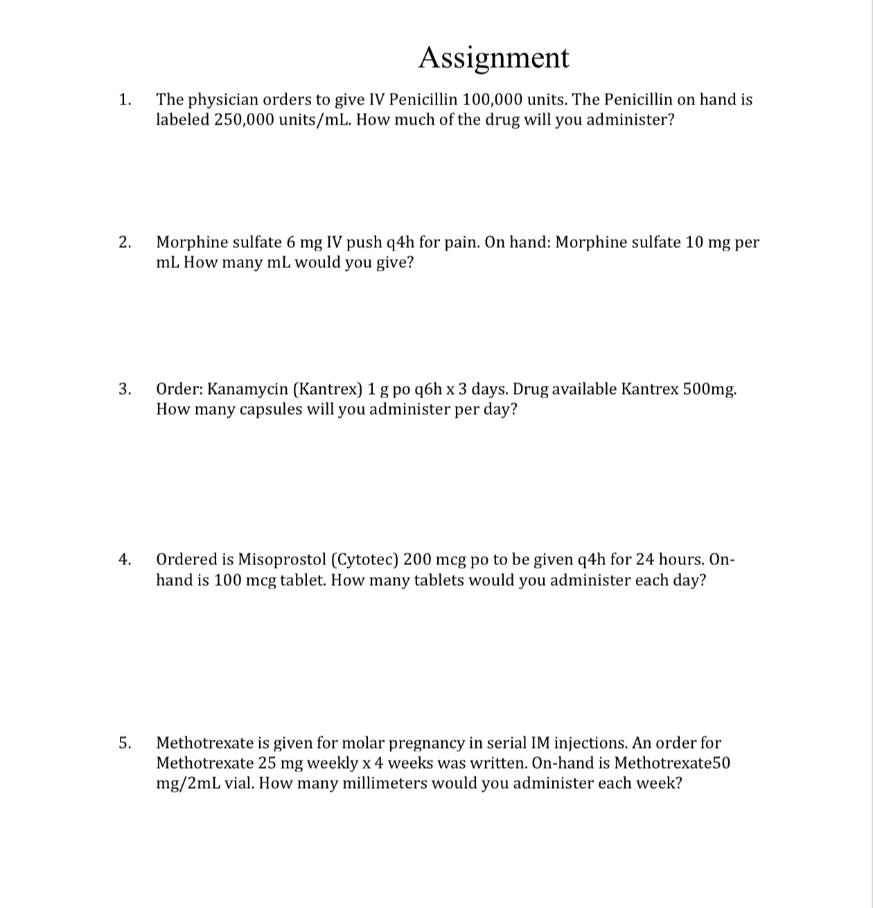 SHOW SOLUTIONS FOR PROBLEMS UNIT CONVERSIONS Kg,
