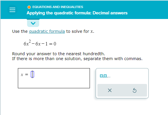 module is equations and inequalities, topic is