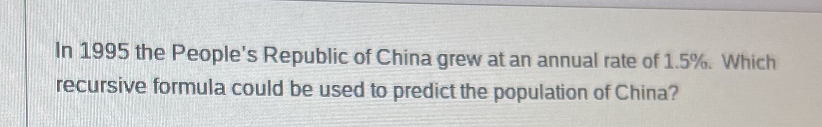 In 1995 the People's Republic of China grew