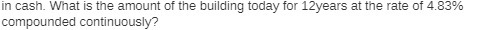 in cash. What is the amount of the building today