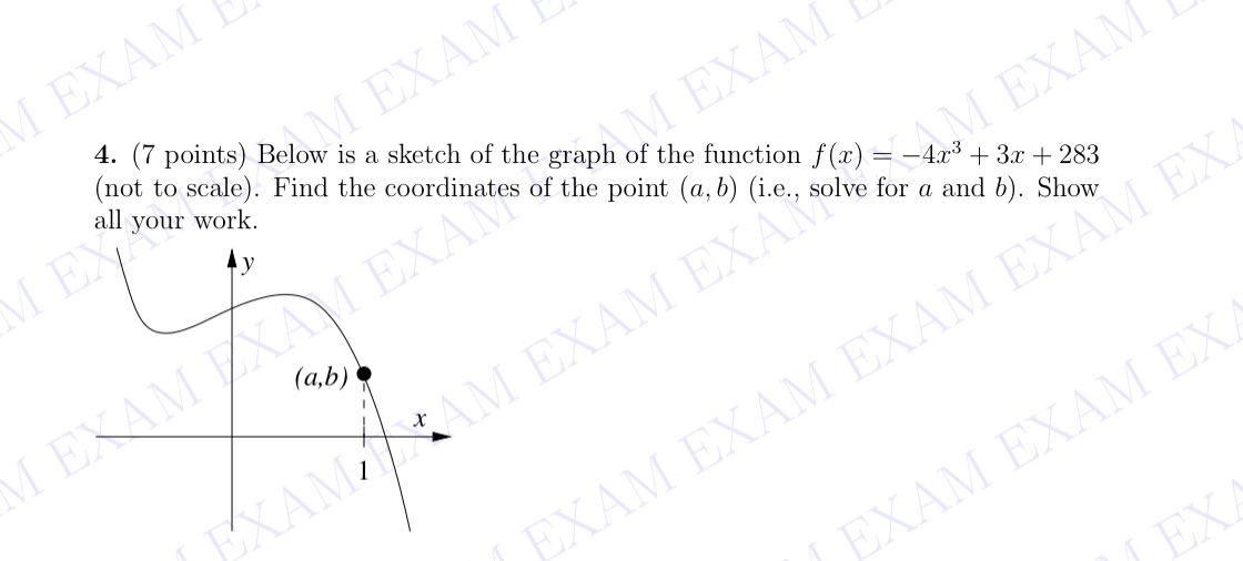 4. (7 points) Below is a Sketch of the graph of