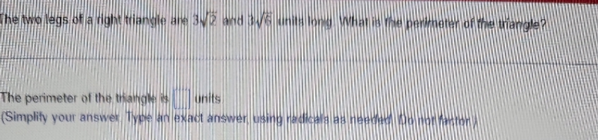 e two legs of a right triangle are 3up an8 36 The